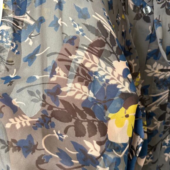 Loft Wms S Sheer Gray Floral Sleeveless Peplum Blouse Dark Cottagecore Layering - Picture 10 of 11